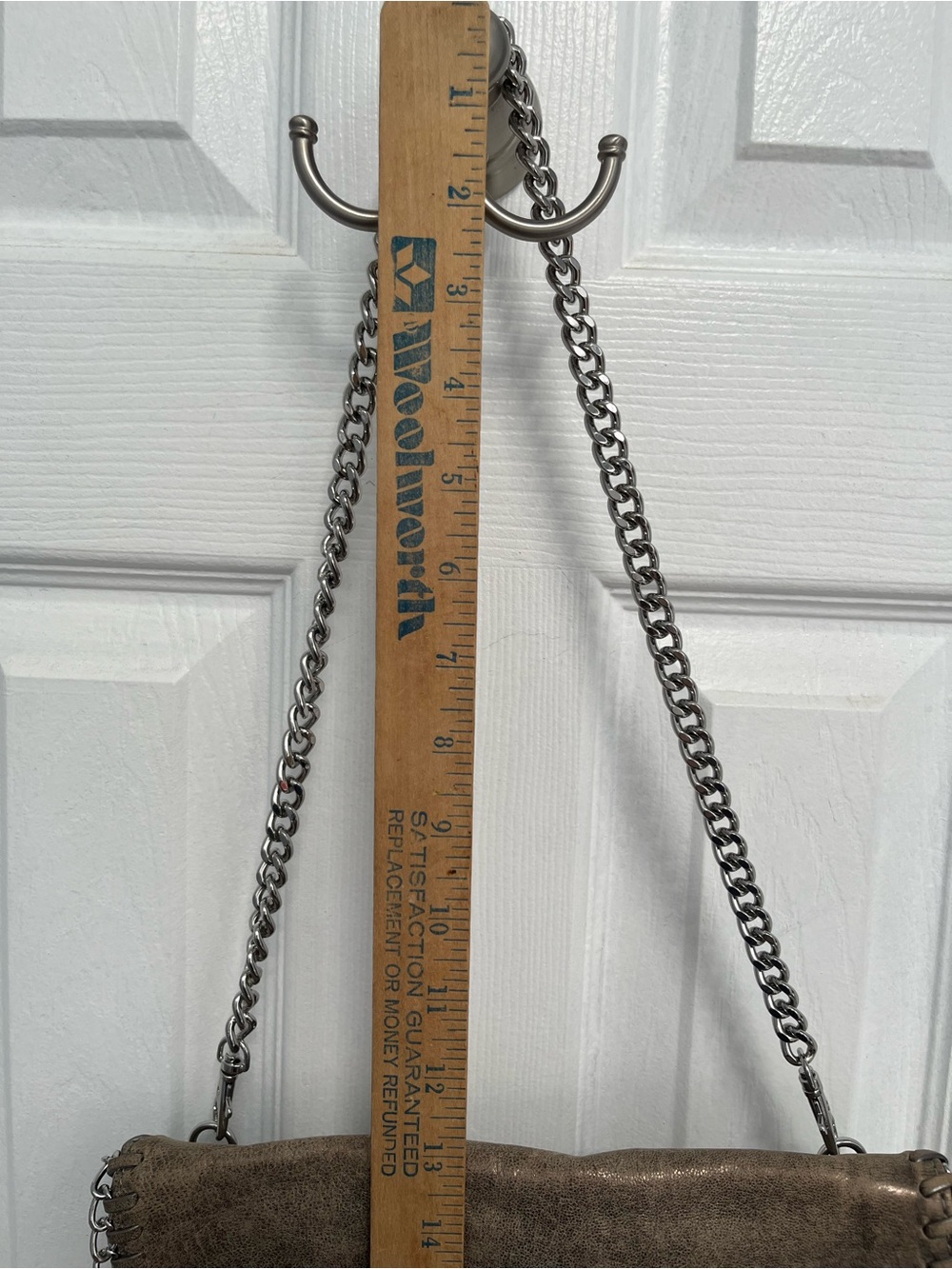Michael Kors Distressed Leather Chain Trim Shoulder Clutch HandBag - Picture 12 of 17